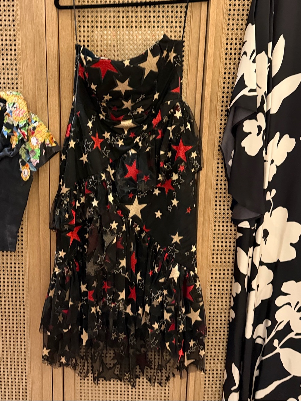 Kalmanovich Strapless Star Print Tulle Dress